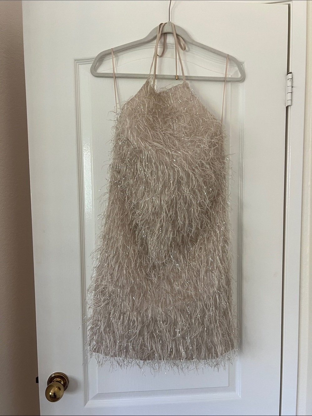 NWT Trina Turk Halter Mini Dress in Ivory/Blush